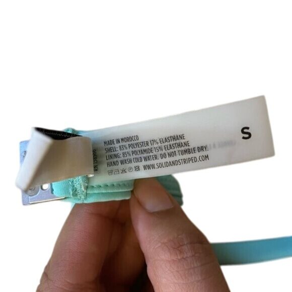 Solid and Striped The Morgan Bikini Set in Aqua Gingham Pattern XS/S - Picture 3 of 4